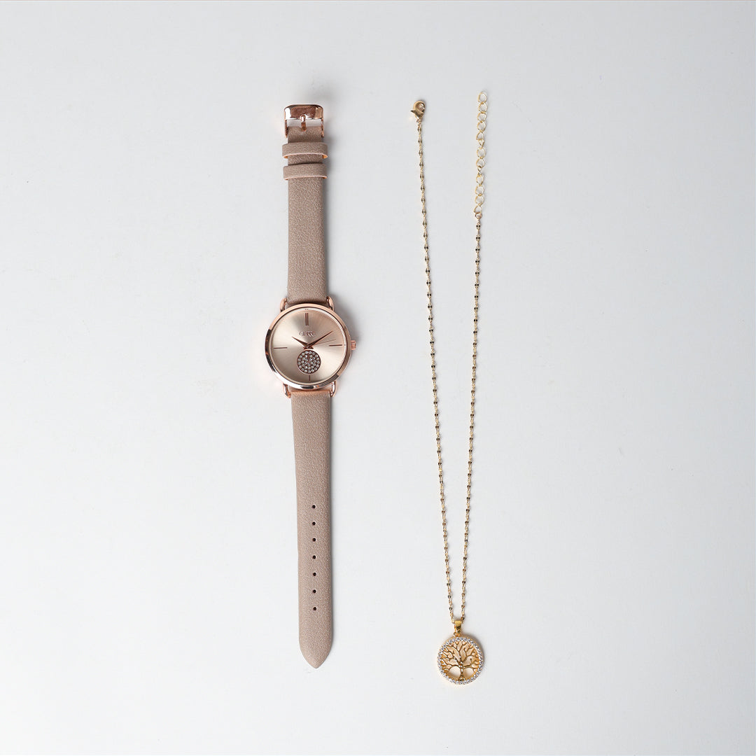 Pu Watch With Necklace