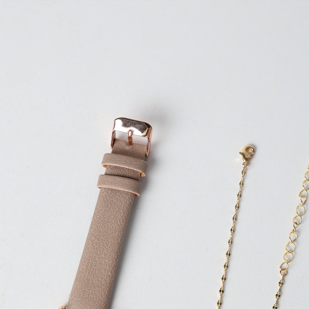 Pu Watch With Necklace