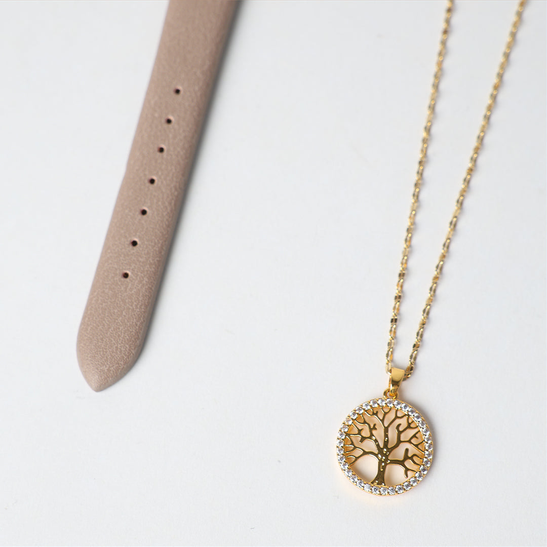Pu Watch With Necklace