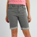GREY STRETCH DENIM SHORT
