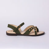 LADIES CIARRA OLIVE CRISS CROSS STRAPPY SANDAL
