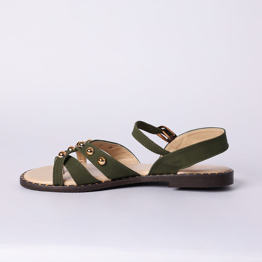 LADIES CIARRA OLIVE CRISS CROSS STRAPPY SANDAL