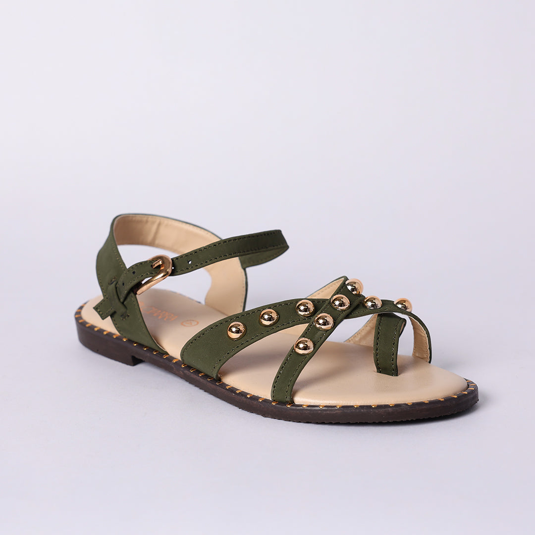LADIES CIARRA OLIVE CRISS CROSS STRAPPY SANDAL