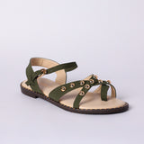 LADIES CIARRA OLIVE CRISS CROSS STRAPPY SANDAL