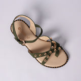 LADIES CIARRA OLIVE CRISS CROSS STRAPPY SANDAL