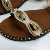 LADIES CIARRA ECRU PU STRAPPY SANDAL (RANDED OUTSOLE