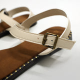 LADIES CIARRA ECRU PU STRAPPY SANDAL (RANDED OUTSOLE