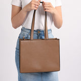 LADIES CIARRA STONE &amp; BROWN MONOGRAM TOTE BAG