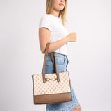 LADIES CIARRA STONE &amp; BROWN MONOGRAM TOTE BAG