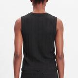 BLACK SHORT SLEEVE RIBBED TOP
