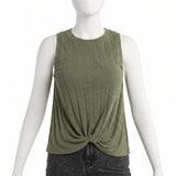 Blue Short Sleeve Ribbed Top