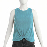 Blue Short Sleeve Ribbed Top