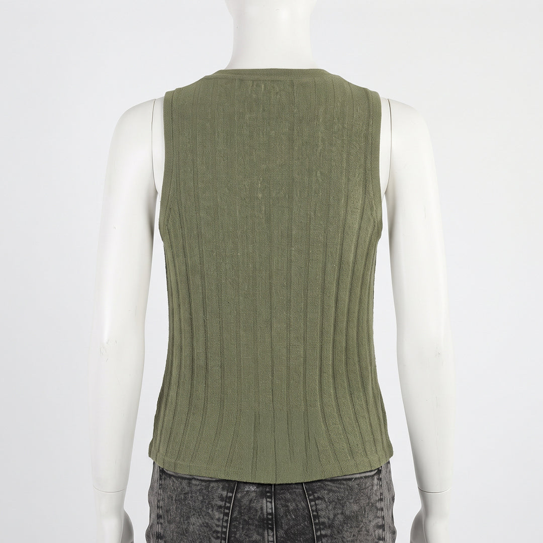 Blue Short Sleeve Ribbed Top