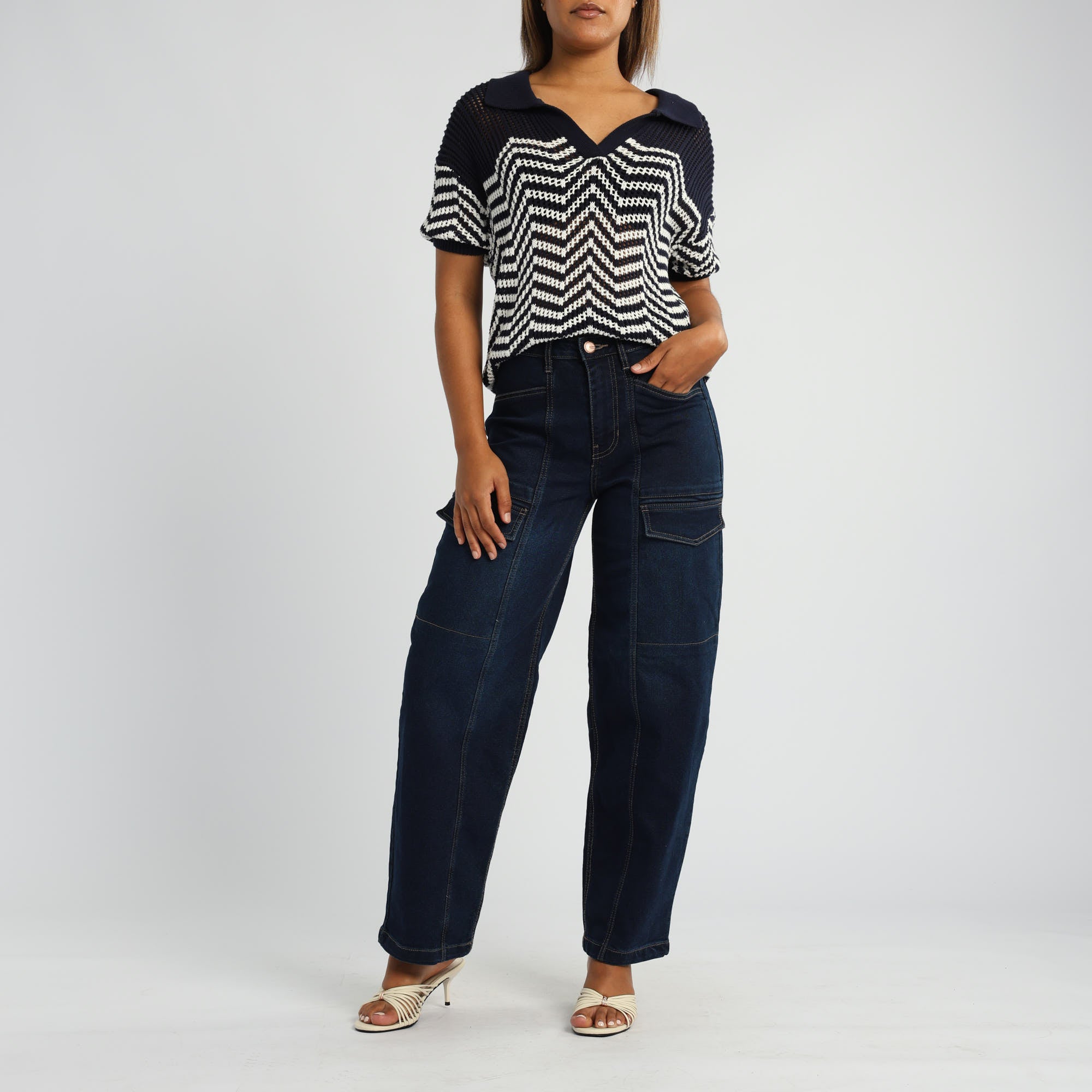 ENZYME WASH BARREL JEAN