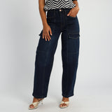 ENZYME WASH BARREL JEAN