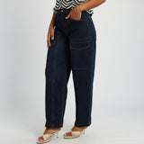 ENZYME WASH BARREL JEAN