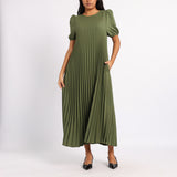 OLIVE PLEATED DRESS