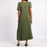 OLIVE PLEATED DRESS