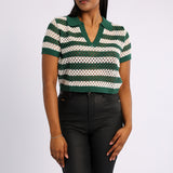 GREEN CROP KNIT TOP