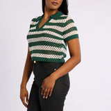 GREEN CROP KNIT TOP