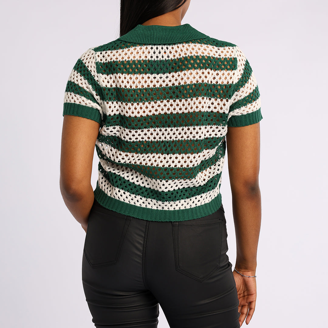GREEN CROP KNIT TOP
