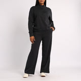 BLACK WIDE LEG PANT WITH SIDE TAPE DETAIL