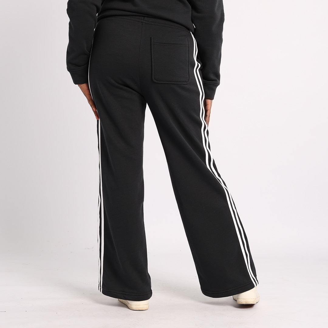 BLACK WIDE LEG PANT WITH SIDE TAPE DETAIL
