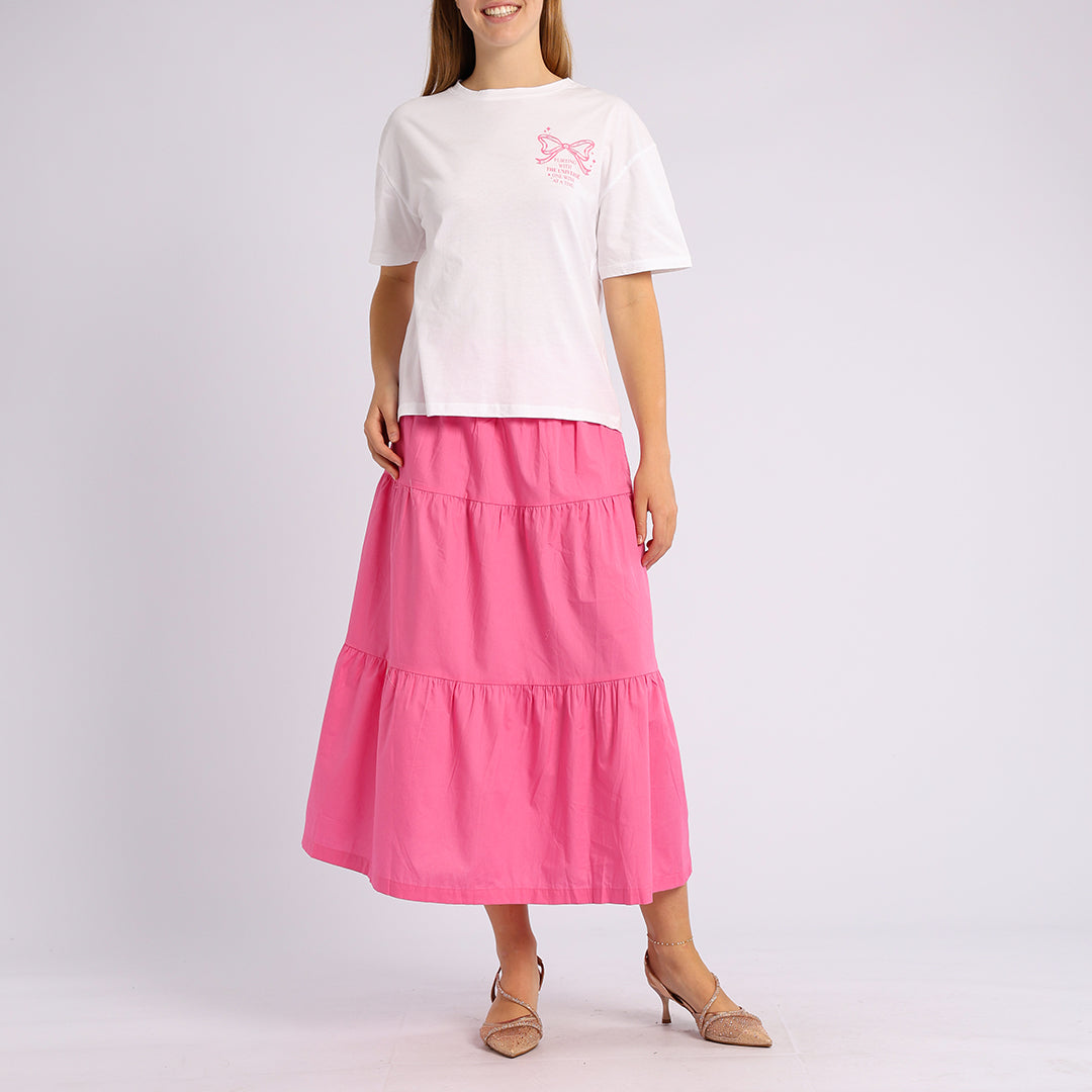WHITE SHORT SLEEVE PRINTED TOP