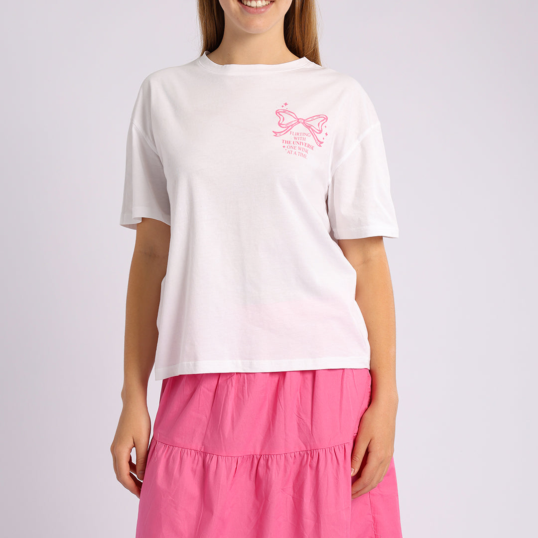 WHITE SHORT SLEEVE PRINTED TOP