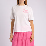 WHITE SHORT SLEEVE PRINTED TOP