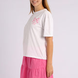 WHITE SHORT SLEEVE PRINTED TOP