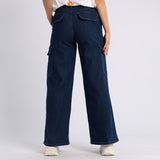DARK BLUE WIDE LEG  DENIM CARGO JEAN