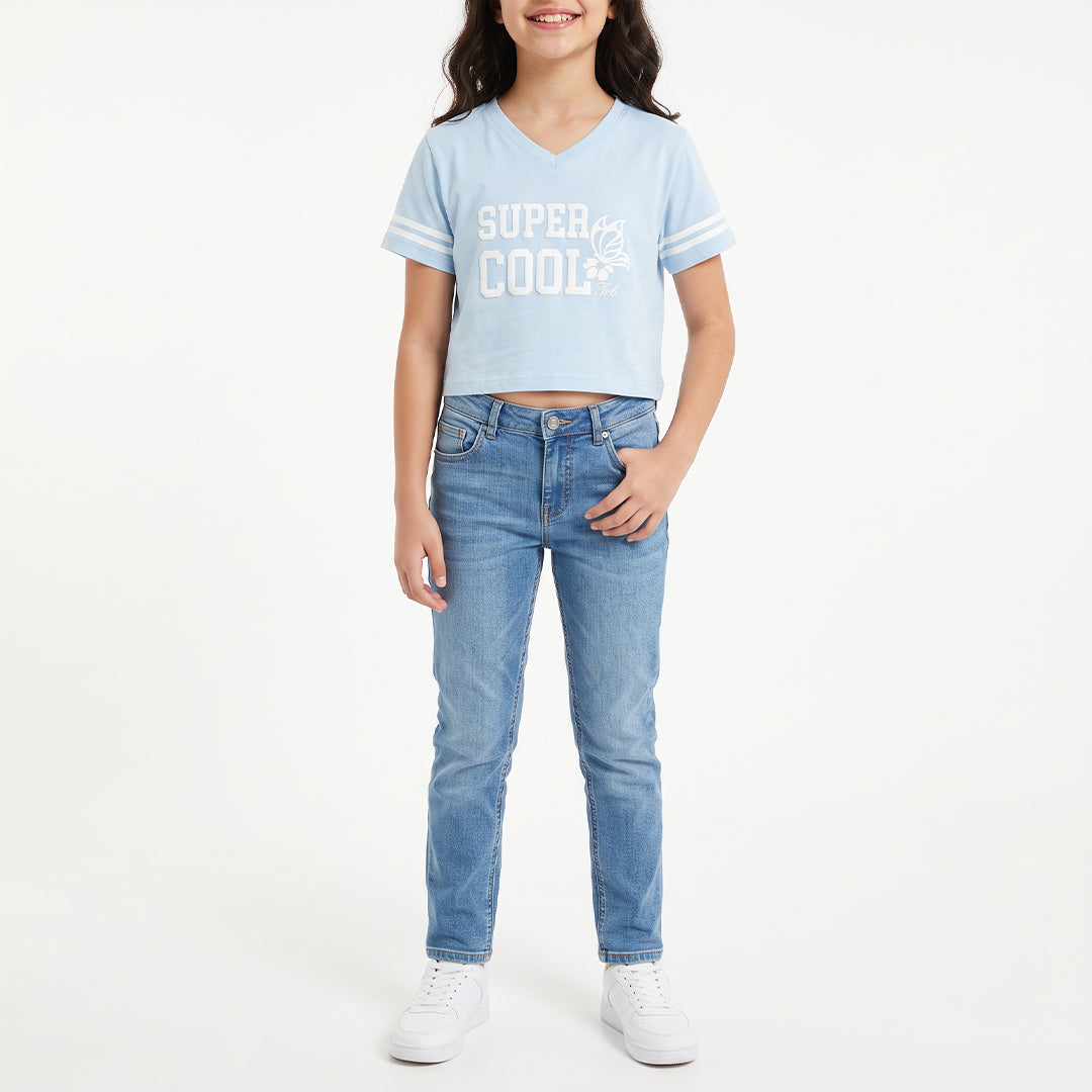 Girls Pale Blue Print
