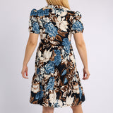 LADIES PRINTED V NECK TIERED DRESS