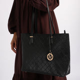 BLACK PU MONOGRAM HANDBAG