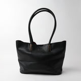 BLACK STRUCTURED TOTE HANDBAG