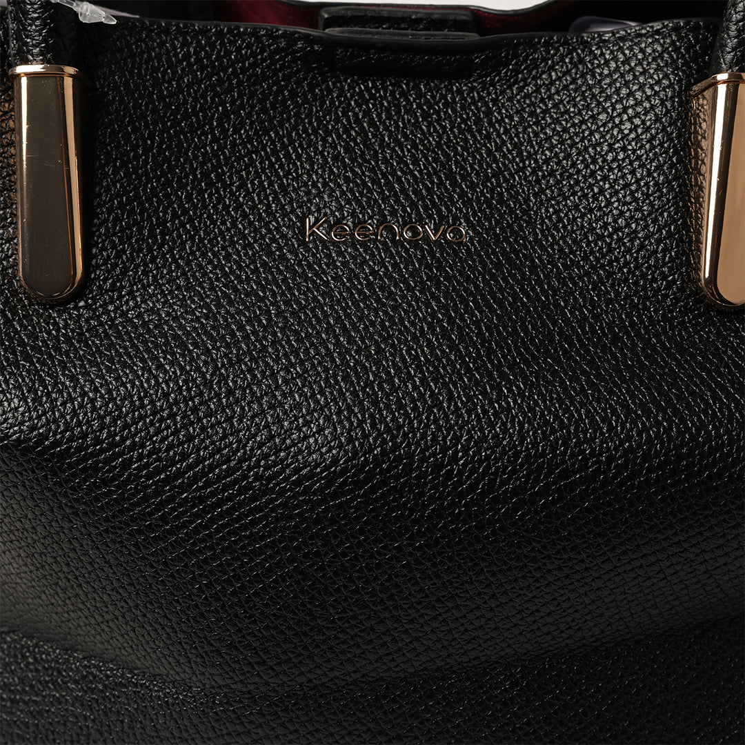 BLACK STRUCTURED TOTE HANDBAG