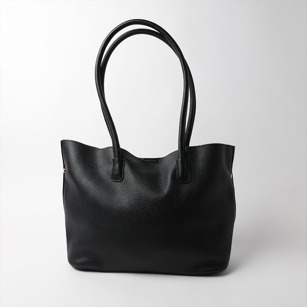 BLACK STRUCTURED TOTE HANDBAG