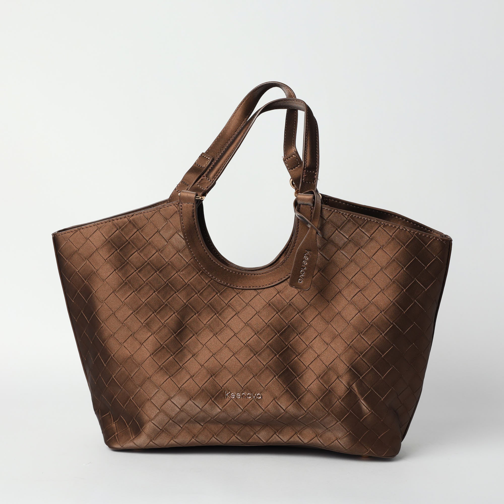 TAN QUILTED PU TOTE HANDBAG