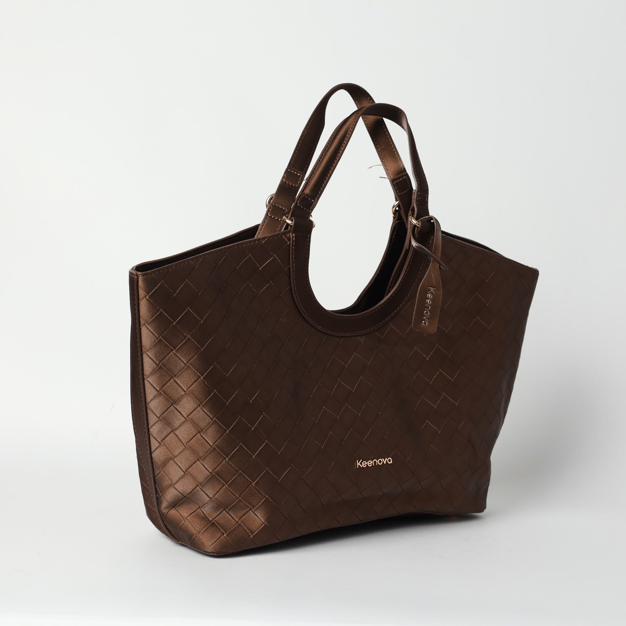 TAN QUILTED PU TOTE HANDBAG
