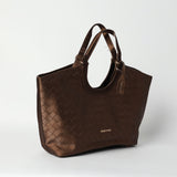 TAN QUILTED PU TOTE HANDBAG