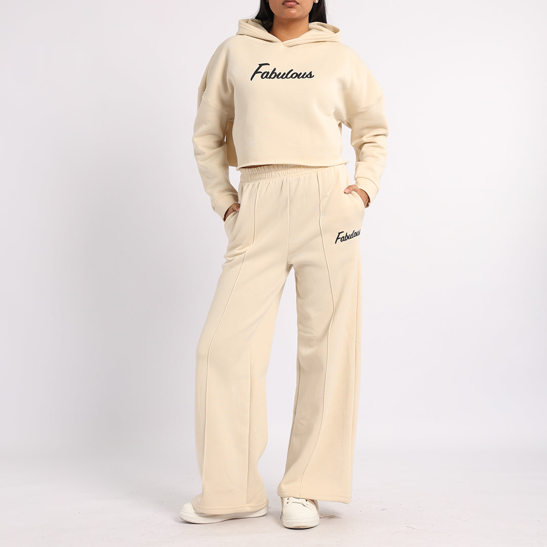 CREAM WIDE LEG PANT