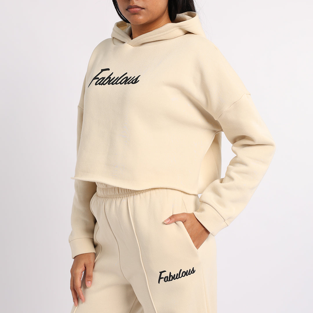 CREAM LONG SLEEVE CROP SWEATER