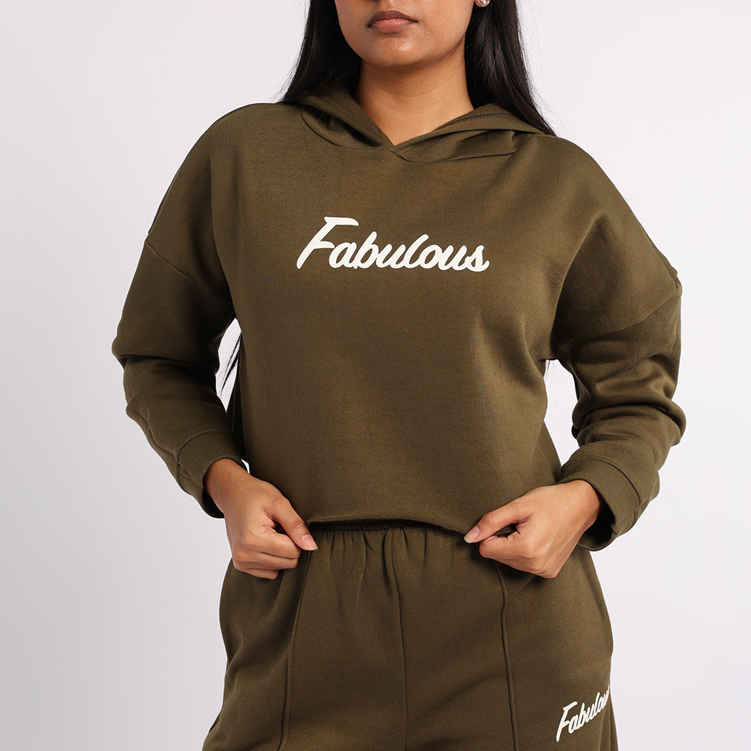 OLIVE LONG SLEEVE CROP SWEATER
