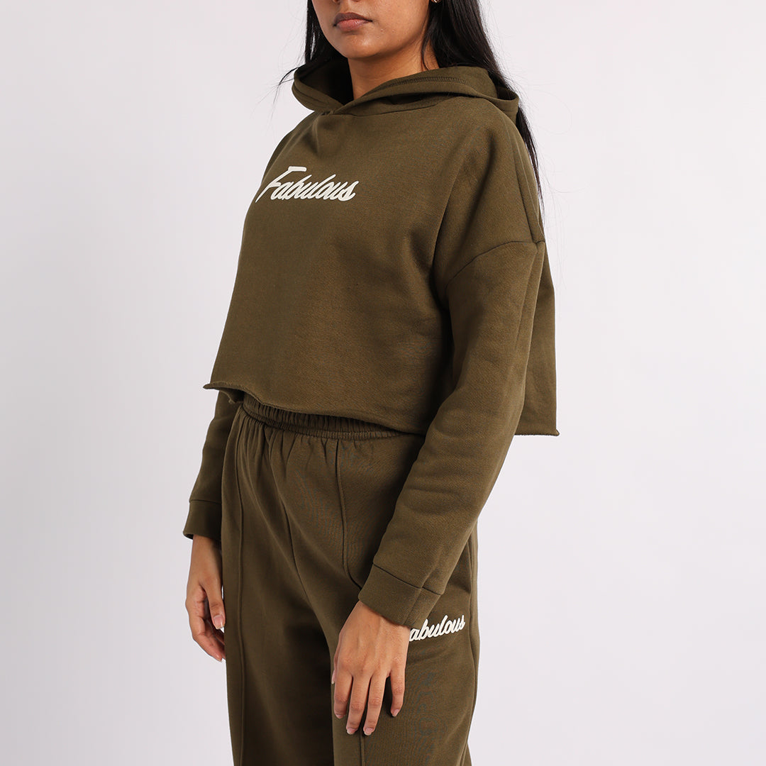 OLIVE LONG SLEEVE CROP SWEATER