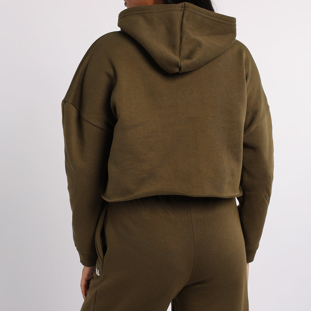 OLIVE LONG SLEEVE CROP SWEATER