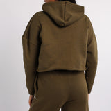 OLIVE LONG SLEEVE CROP SWEATER