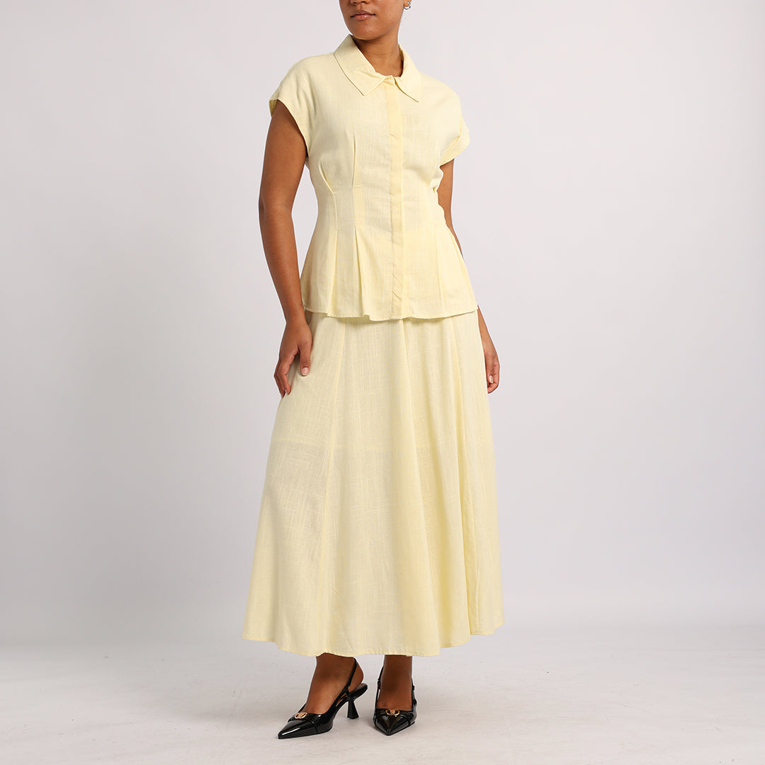 PALE YELLOW CAP SLEEVE SHIRT