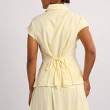 PALE YELLOW CAP SLEEVE SHIRT