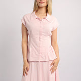 PINK CAP SLEEVE SHIRT
